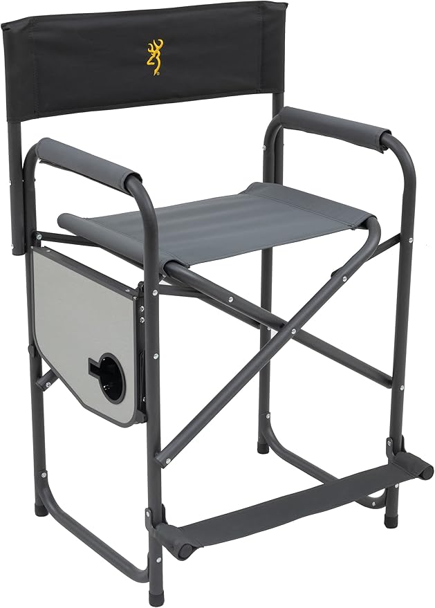 Browning Directors Chair - Outdoor Folding Chairs Made with Durable Fabric and Sturdy Aluminum/Steel Frame with Extra Tall Seat and Flip-Down Footrest