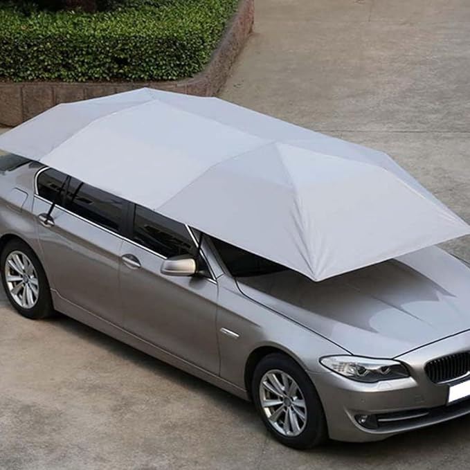 Car Tent Cover Folding Sun Protection Carport Fully Automatic Summer Car Umbrella Cover Tent Movable Carport Canopy with Remote Control for Outdoor Camping Tent Grey-4.6m