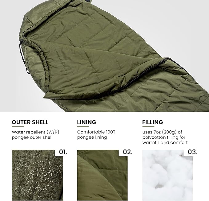 OneTigris Bushcrafter’s Sleeping Bags Mummy Sleeping Bag for Camping Hiking Backpacking Survival Gear