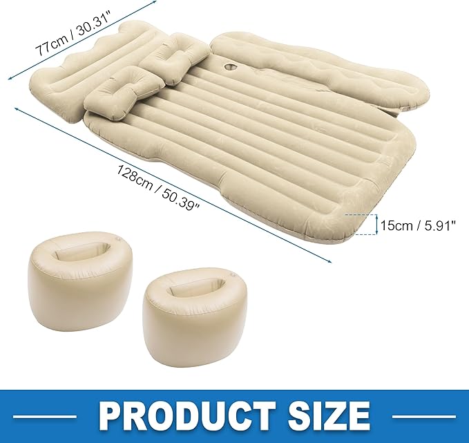 Car Air Mattress Sleeping Mat Comfortable 50.39x30.31x5.91 Back Seat Bed Camping Air Mattress Bed with Pillows for Car SUV