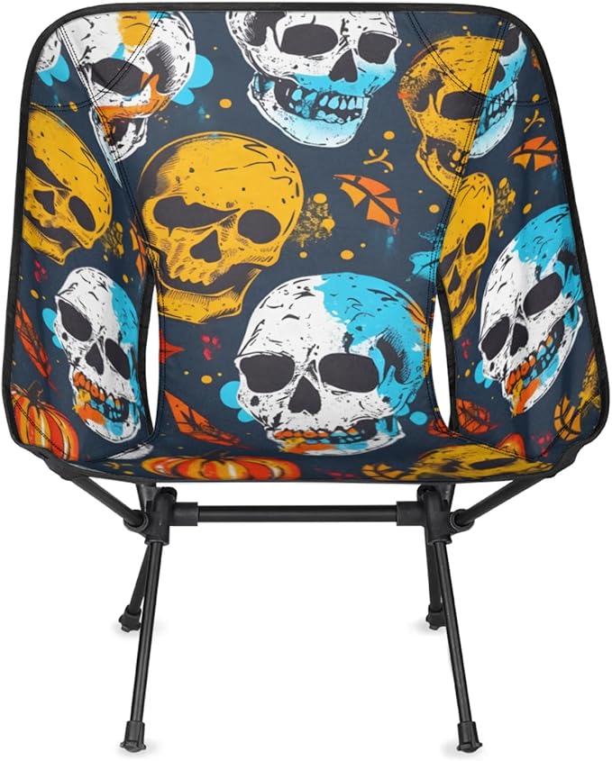 Honeybaby Folding Camping Chair Skulls Print Camping Chairs Lightweight Portable Chair Outdoor Foldable Chairs for Camping Travel Picnic Beach Hiking