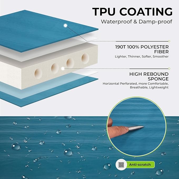 FUNDANGO Camping Self-Inflating Sleeping Pad Single Twin Size air Foam Mattress Cot with Pump Sack for Tents Car Van Outdoor Home
