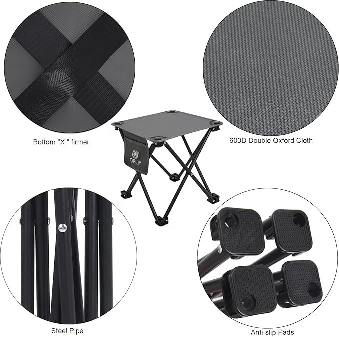 Opliy Camping Stool 2 Pack13.5 Inch Portable Folding Stool for Outdoor Gardening and Beach Hiking FishingFoot Stool with Carry Bag (Gray)
