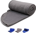 REDCAMP Fleece Sleeping Bag Liner with Hood Great for Adult Warm or Cold Weather 87 Long Full Sized Zipper Camping Blanket for Outdoor Grey
