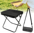 Portable Stool for Mountaineering and Hikin 2026 New Foldable Backpack Stool Turned Into a Satchel Lightweight Stool with Carrying Bag Footstool for Camping Hiking Hunting Fishing (Black-Middle)