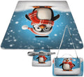 Christmas Funny Penguin Beach BlanketPortable Waterproof Picnic Blanket58.3''x 58.3'' Extra Large Picnic Mat for BeachCamping Grass Lawn Park Accessorie for Festival BBQ