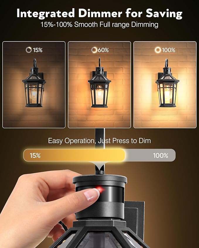 Motion Sensor Outdoor Wall Lights Black Dusk to Dawn Porch Light Wall Mount Exterior Lighting Fixtures Outdoor Wall Sconce Lantern with Adjustable Sensor Range Coach Lights for Garage Patio