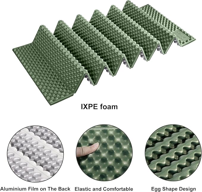 YIKI Upgraded Thickness Closed Cell Foam Sleeping Pad 75.6x22x0.9 Ultralight Foldable Foam Camping Mat with Heat Reflective Layer Waterproof Backpacking Pad for Hiking Tent Outdoor Use