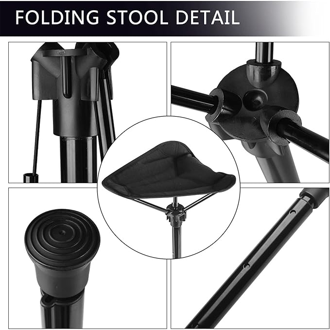 Portable Retractable Camping Stool Height-Adjustable One-Legged Chair with Carry Backpack for Fishing Hiking Hunting BBQ Bear up to 150kg