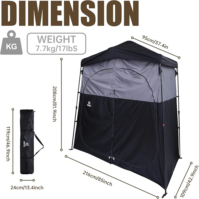 Nice C Camping Shower Tent Instant Pop Up Privacy Changing Tent Outdoor Shower Enclosure Toilet Tents Camping Bathroom Oversize (2 Room)