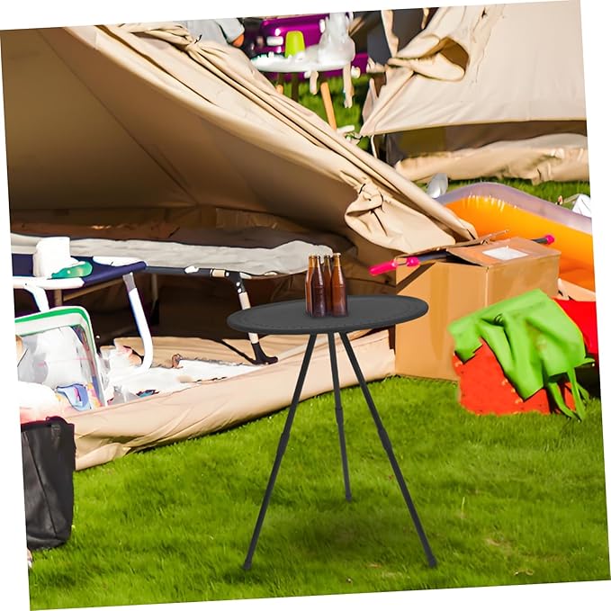 BESPORTBLE 1pc Portable Folding Round Table Camping Picnic Rv Table Adjustable Height Outdoor