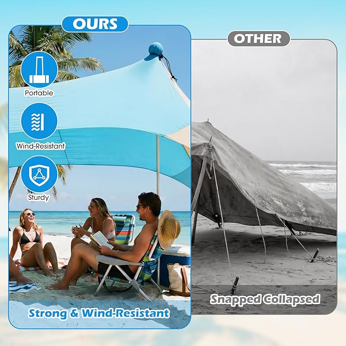 6 Pack Replacement Beach Tent Poles 6.5ft Canopy Foldable Poles with Foam Ball for Accessories Camping Hiking Backpacking Parties