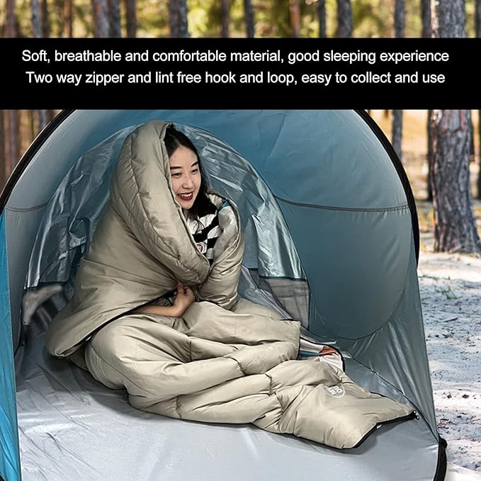 Outdoor Camping Sleeping Bag for Adults Warm Sleeping Bag with Hood Trapezoid Design for Hiking Climbing Lightweight and Portable with Storage Bag Comfortable