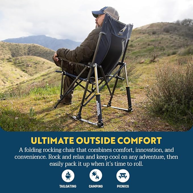 GCI OUTDOOR Roadtrip Rocker Collapsible Rocking Chair &amp Outdoor Camping Chair - Mercury