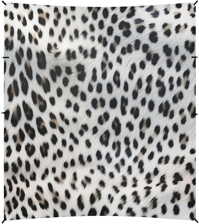 Snow Leopard Print Beach Tent Sun Shelter 9.2' x 10.5' Beach Canopy with 4 Sandbags 4 Stability Poles Sand Shovels - Tent Canopy for Beach Camping Fishing Picnics
