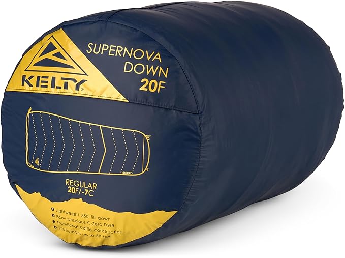 Kelty Supernova Down Sleeping Bag Compact + Lightweight Roomy Shape for All Body Types and Sleep Positions Recycled Shell Fabrics