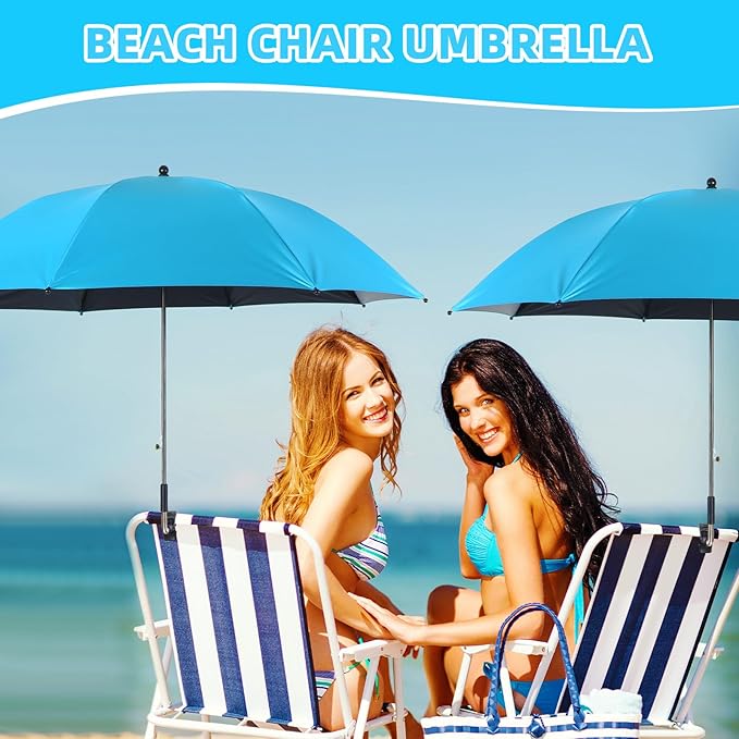 Hosuly 4 Pcs 46 Chair Umbrella with Universal Adjustable Clamp Sun Protection Portable Outdoor Umbrella for Camping Chair Patio Golf Carts Not Include Chair