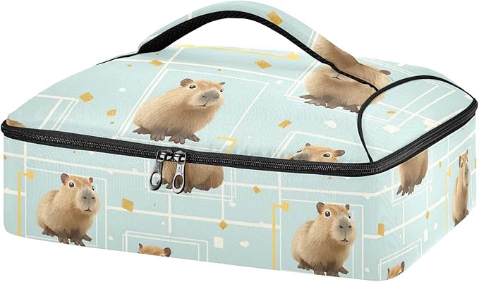 Casserole Carrier Loveliness Cute CapybarasInsulated Casserole Carrier for Hot or Cold Food Thermal Lunch Tote for Potluck Parties Picnic Beach Fits 9 x 13 Inches Baking Dish