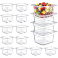 Rtteri 22 Pcs 1/6 Size Clear Plastic Pans Set: 16 Food Prep Containers &amp 2 Tongs &amp 4 Spoons for Salad Bar Buffet Restaurant Hotel Commercial Home for Fruit Vegetable Sauce Bean Corn Deli(4 Inc