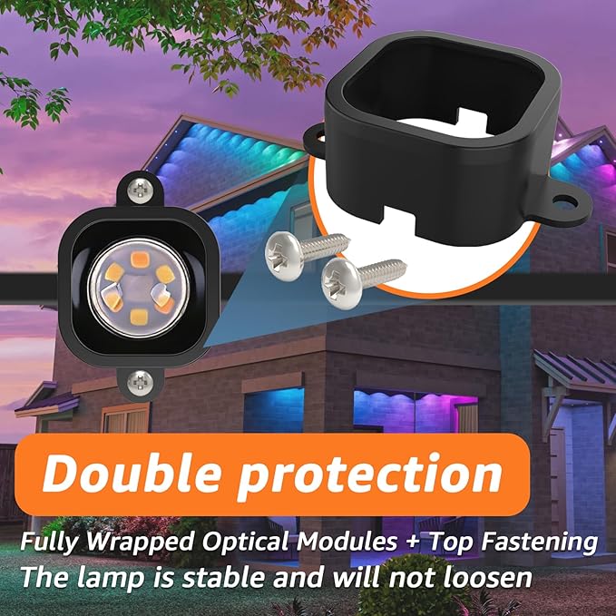 60 PCS Mounting Brackets Compatible with Govee Outdoor Lights Pro H706A Light Clips for Govee Pro Outdoor Lights 100FT Fully Enclosed Mounting Bracket Replaces 3M Adhesive-Black
