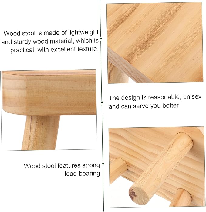 POPETPOP Wood Step Stool Portable Lightweight Stool for Use for Living Room Kitchen Camping and More Sturdy Design Excellent Load-Bearing Capacity