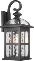 Exterior Wall Sconce Outdoor Waterproof Wall Lights Fixtures Water Ripple Glass Shade 22 Inch Height Black Outdoor Wall Lamps for Patio Yard Garage Doorway