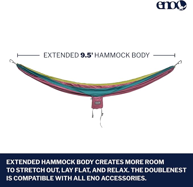 ENO Bundle Includes The SingleNest Hammock &amp Atlas Suspension System Lightweight Durable Hammock with Straps for Camping Hiking &amp Travel Seafoam/Berry/Melon