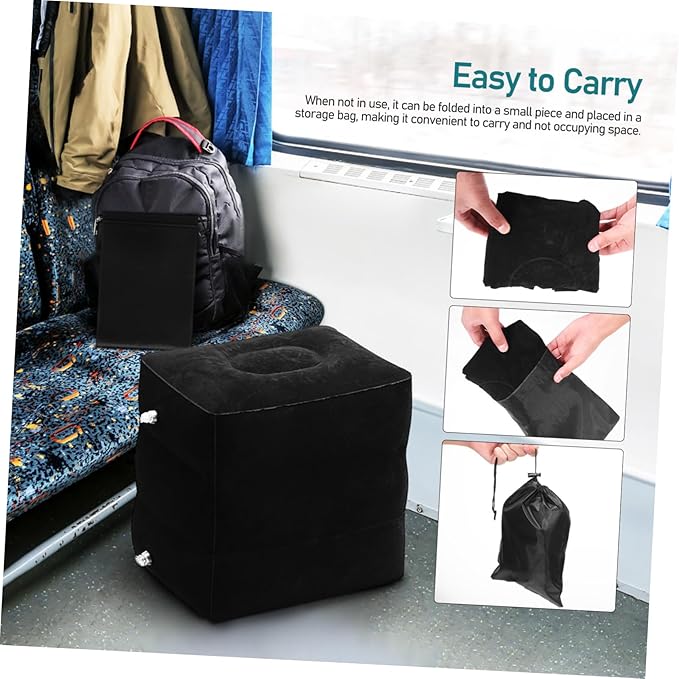 Mikikit Soft Leg Support Pillow for Airplane Car Inflatable Foot Rest for Travel