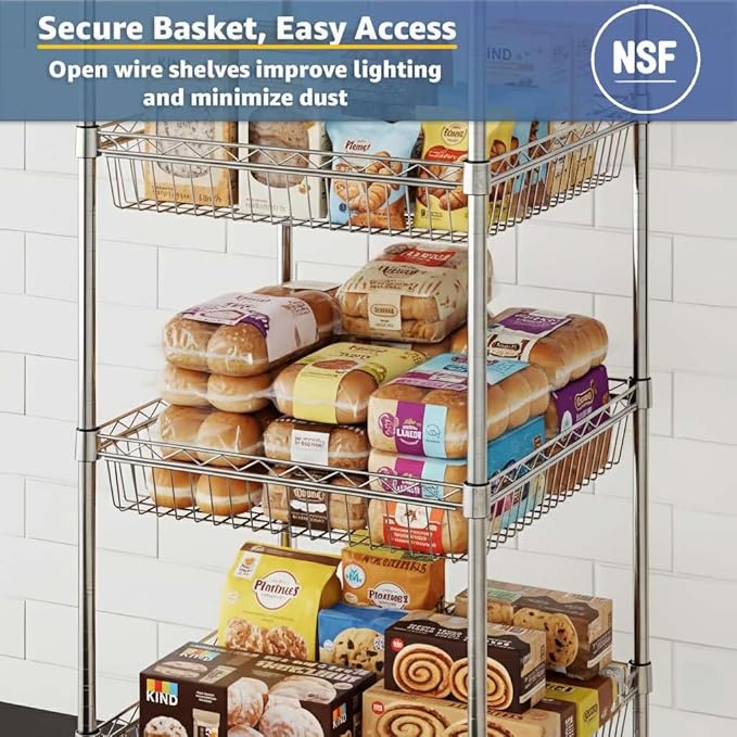 14 x 24 Chrome Wire Shelf Basket NSF Storage Basket for Shelving Units 600 lb Capacity