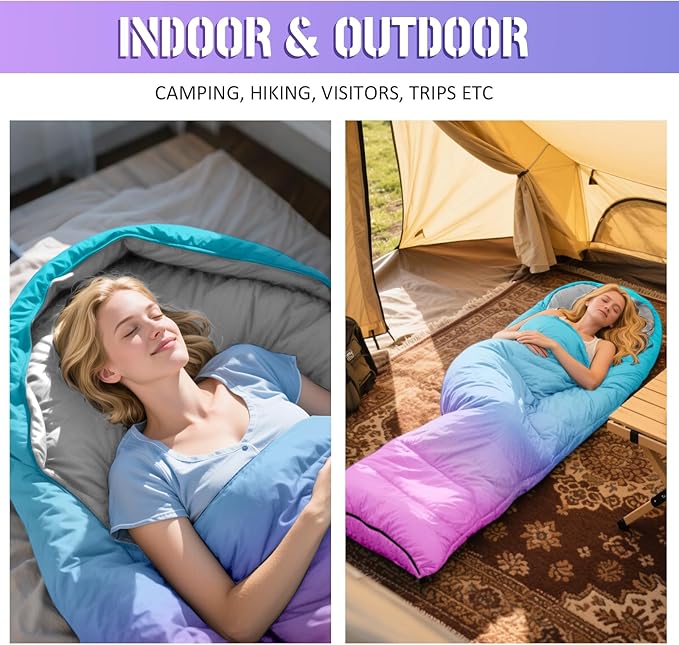 Sleeping Bags for Adults 3 Seasons Warm &amp Cold Weather Waterproof Lightweight Backpacking Camping Sleeping Bag for Indoor Outdoor Camping Hiking Traveling Camping Gear Equipment