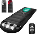 MEREZA Flannel Sleeping Bag for Adults Mens with Pillow XL Cold Weather Sleeping Bag for 30 Degree 4 Season Camping Large Big and Tall Sleeping Bags with Compression Sack