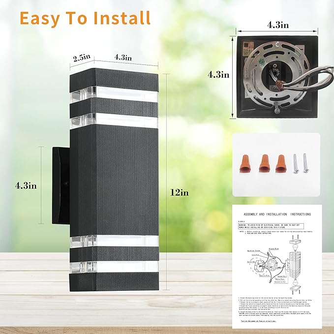 tewei LED Square Up and Down Lights Outdoor Wall Mount Light14W IP65 3000K 1100LM Warm White Modern Fixtures Aluminum Waterproof Exterior Lamps for Front Porch Patio Garage