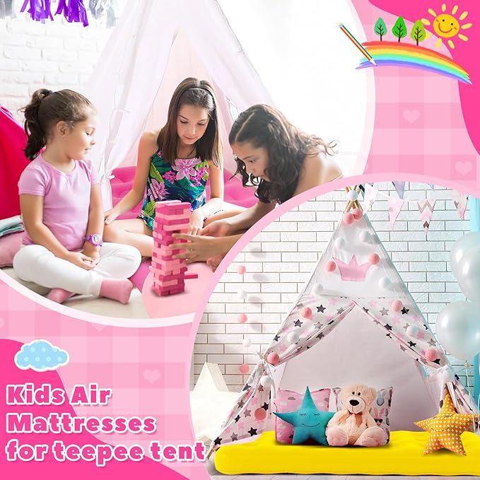 Leyndo 4 Pack Kids Air Mattress - Toddler Inflatable Bed Blow up Air Mattress for Camping Sleepovers Slumber Party Travel Portable Toddler Bed for Ages 3-10 61.99x 35.43 x 8.66 (Multicolor)