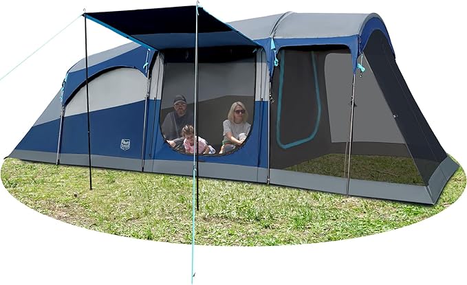 TIMBER RIDGE 8 Person Family Camping Tent with Screen Room Double Layer Waterproof Weather Resistant Big Tunnel Tent with Rainfly Carry Bag Large Family Tent for Outdoor Party 20ft x 8ft x 76in