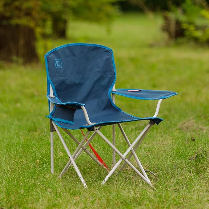 CORE Youth Quad Chair | Folding Chair with Cupholder for Indoor Home or Outdoor Camping | Perfect for Concert Seat Sports Beach Travel &amp Picnic (Blue)