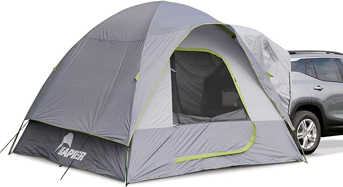 Napier Backroadz SUV Tent | 10' x 10' SUV Car Camping Tent | Fits All CUVs SUVs and Minivans | Sleeps 5 | Spacious Durable Easy Set-up | Gray/Green | Model 19100