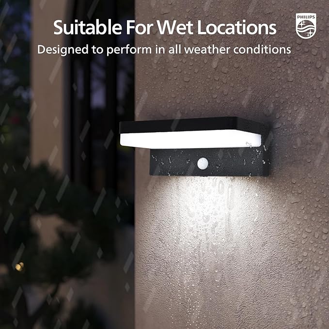 Philips Solar Motion Sensor Outdoor Wall Light 3 Lighting Modes 5000K IP54 Waterproof Solar LED Light for Garage Yard Porch