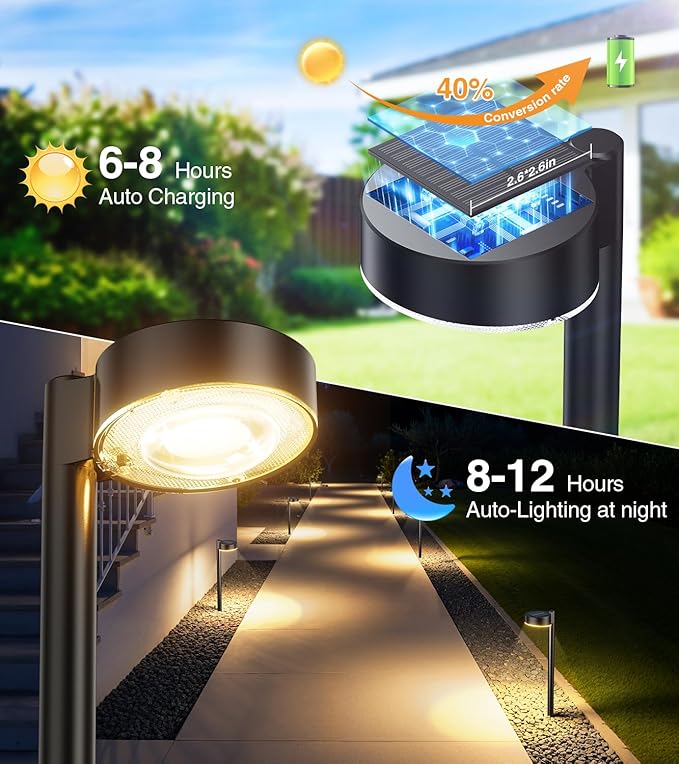 Solar Pathway Lights Outdoor 12 Pack Waterproof Path Light with Bigger LED Spot Lens Brighter Up to 12 Hrs Outdoor Solar Light for Walkway Driveway Yard Garden Patio