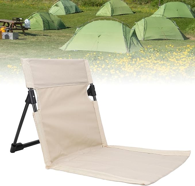 TOPINCN Camping Chair Portable Folding Recliner with Adjustable Backrest Lightweight Oxford Fabric for Outdoor Beach Camping Fishing (Khaki)