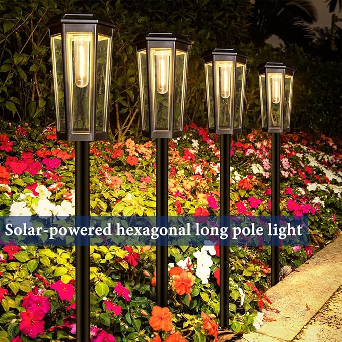 2 Pack Solar Pathway Lights Outdoor Waterproof (IP65) with 2-in-1 Lighting Modes Warm White LED for Yard Lawn Garden Patio &amp Landscape