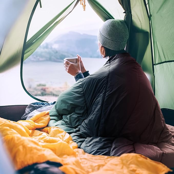 zzlamb Camping Blanket for Cold WeatherOutdoor Puffy Blanket Portable Down AlternativeWindproof Warm Cloak with SnapsCozy Quilt Backpacking Picnic RV Travel Plane Car Hammock Beach Climbing