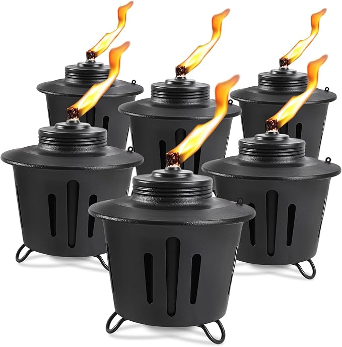 Mini Citronella Table Top Torches - 6 Pack  15 oz Citronella Torch for Outdoor Metal Tabletop Torches for Yard Patio Deck Garden Party Citronella Torch