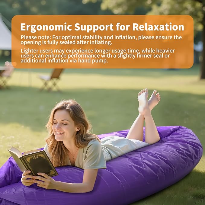 Inflatable Loungers with Matching Bag Foldable Air Sofa Hammock with Pillow Beach Chair Air Lounger Inflatable Beach Lounger Chair for Camping Travel Picnic Lakeside