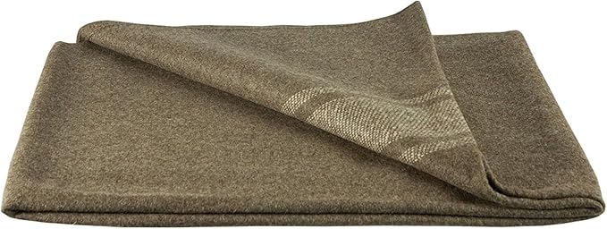 FOX OUTDOOR PRODUCTS Wool Blanket - Warm Lightweight Wool Blend Blanket with Whip-Stitched Edges for Outdoor &amp Home Use Italian Army Style