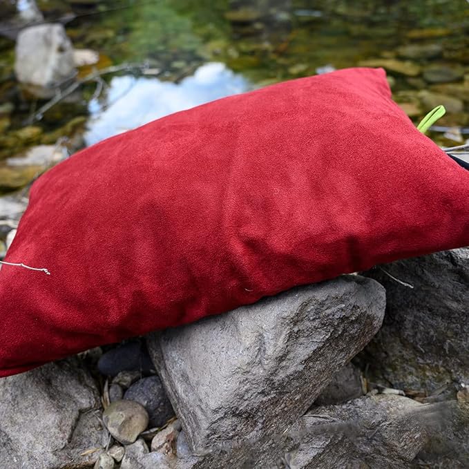 ZOOOBELIVES Down Filled Camping Pillow for Travel Washable Soft Cover Small Camp Cushion for Neck &amp Lumbar Support On-The-Go Ultralight &amp Compressible for Hiking Backpacking - AlpliveS2046