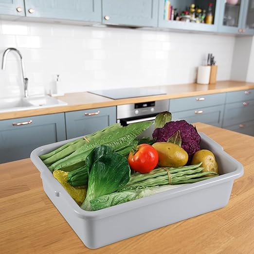 13 Liters Commercial Plastic Bus Boxes Plastic Bus Tubs for Restaurant Gray 4 Packs