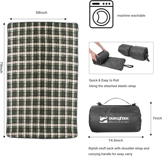 DUKUSEEK Waterproof Stadium Blanket Hooded Outdoor Blankets Waterproof Windproof for Cold Weather Emergency Warm Blanket with Quilted Cotton and Thick Fleece for Picnic Camping Outdoor Sports…