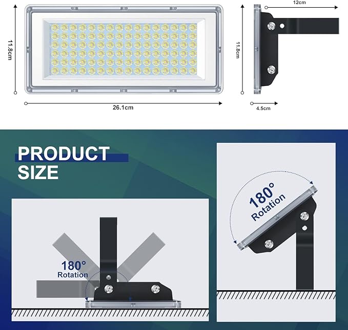 300W LED Flood Light 2 Pack 30000LM 7000K Super Bright Stadium Lights Outdoor LED IP67 Waterproof Stadium Flood Lights Outdoor for YardGarden (600 Watts)