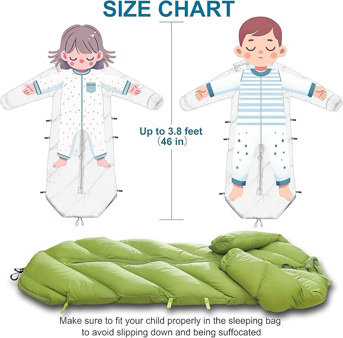 Walkable Toddler Sleeping Bags for Kids Boys Girls (2T-4T) - Puffy Camping Sleeping Sack for Indoor Outdoor Travel Sleepover Slumber Party (up to 46 in)- Machine Washable Lightweight