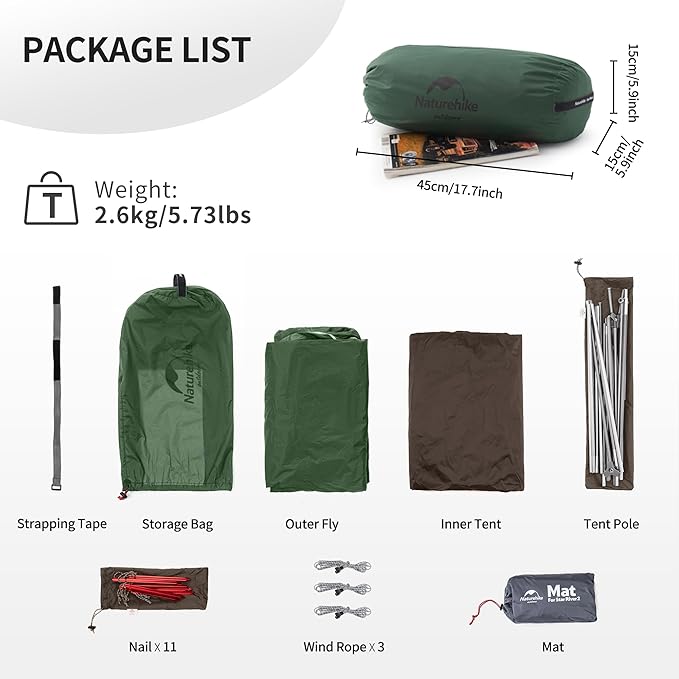 Naturehike Star River 2 Person Backpacking Tent Lightweight Waterproof 2 Person Camping Tent Double Layer Two Person Tents for Camping Hiking Cycling